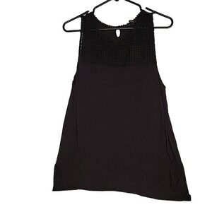 H&M Black Tank Top Crochet Detail Sleeveless‎ Casual Top M Beach Coastal Outdoor